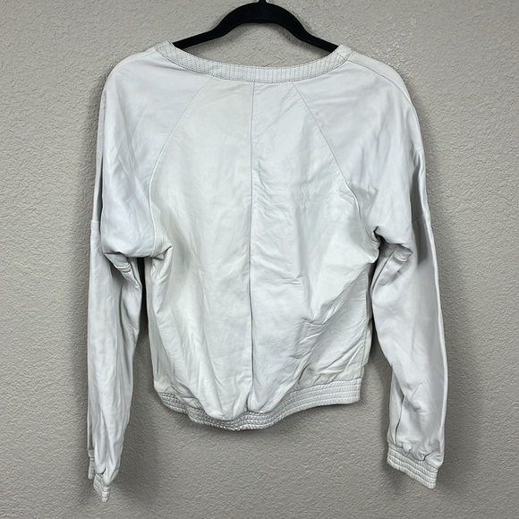 NWT One Teaspoon Super Moto Leather Crewneck Sweatshirt Ivory White Sz XS - Picture 16 of 16